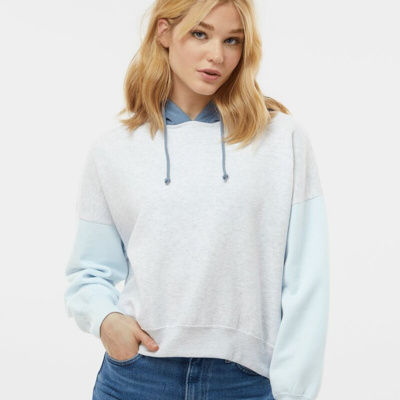 MV Sport Women's Sueded Fleece Colorblocked Crop Hooded Sweatshirt W23716 Women's Sueded Fleece Colorblocked Crop Hooded Sweatshirt Thumbnail