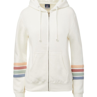 Women's Striped Sleeves Full-Zip Hooded Sweatshirt Thumbnail