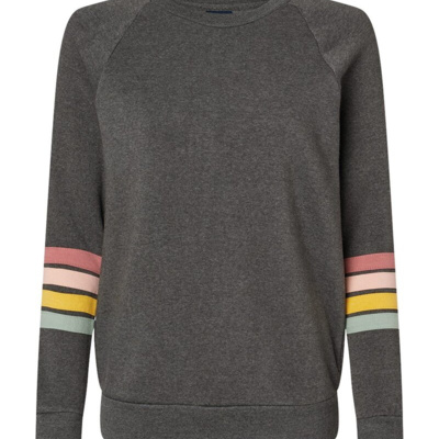 MV Sport Women's Striped Sleeves Crewneck Sweatshirt W23152 Women's Striped Sleeves Crewneck Sweatshirt Thumbnail