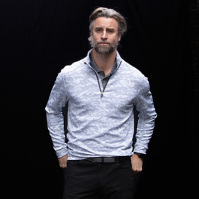 Cutter & Buck Cutter & Buck Traverse Camo Print Stretch Quarter Zip Mens Pullover MCK01081 Cutter & Buck Traverse Camo Print Stretch Quarter Zip Mens Pullover Thumbnail