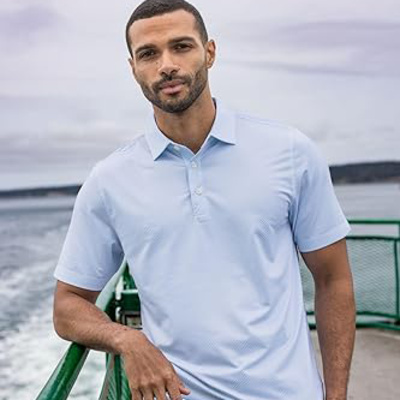 Cutter & Buck Cutter & Buck Pike Eco Symmetry Print Stretch Recycled Mens Polo MCK01284 Cutter & Buck Pike Eco Symmetry Print Stretch Recycled Mens Polo Thumbnail