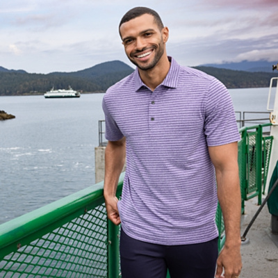 Cutter & Buck Cutter & Buck Forge Eco Heather Stripe Stretch Recycled Mens Polo MCK01303 Cutter & Buck Forge Eco Heather Stripe Stretch Recycled Mens Polo Thumbnail