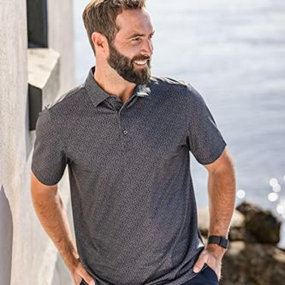 Cutter & Buck Cutter & Buck Pike Eco Pebble Print Stretch Recycled Mens Polo MCK01304 Cutter & Buck Pike Eco Pebble Print Stretch Recycled Mens Polo Thumbnail