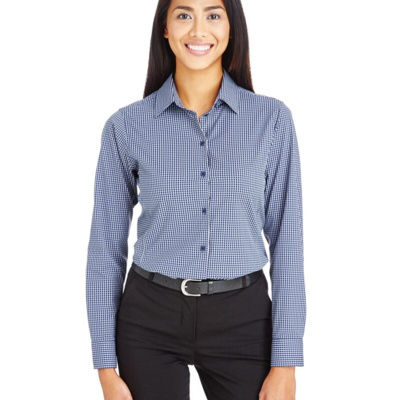 Women's CrownLux Performance® Tonal Mini Check Woven Dress Shirt Thumbnail