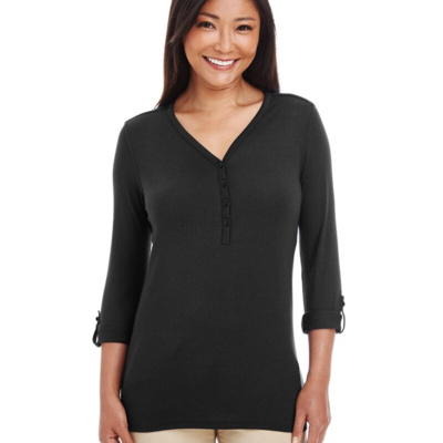 Devon & Jones Women's Perfect Fit™ Y-Placket Convertible Sleeve Knit Top DP186W Women's Perfect Fit™ Y-Placket Convertible Sleeve Knit Top Thumbnail