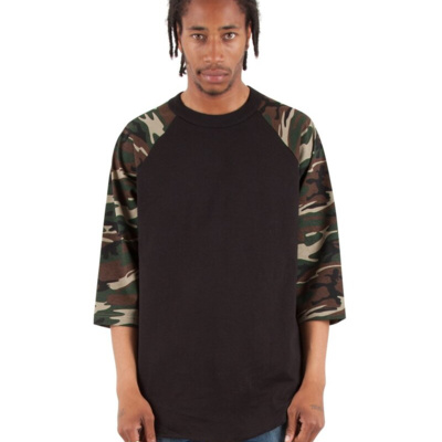 Shaka Wear Unisex Three-Quarter Sleeve Camo Raglan T-Shirt SHRAGCM Unisex Three-Quarter Sleeve Camo Raglan T-Shirt Thumbnail