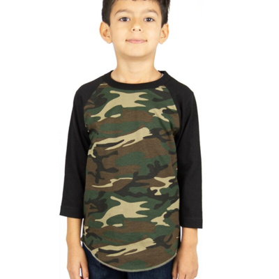 Shaka Wear Youth Three-Quarter Sleeve Camo Raglan T-Shirt SHRAGCY Youth Three-Quarter Sleeve Camo Raglan T-Shirt Thumbnail