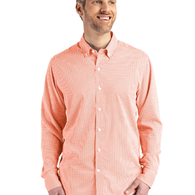 Cutter & Buck Skyline Epic Confidence Recycled Gingham Mens Long Sleeve Dress Shirt Thumbnail