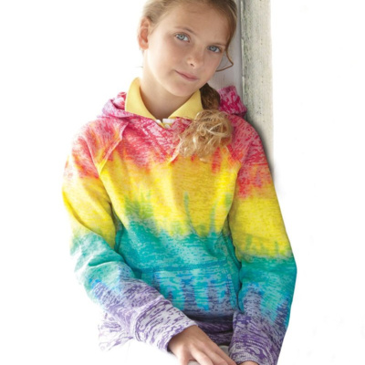 MV Sport Girls’ Courtney Burnout V-Notch Hooded Sweatshirt W1162Y Girls’ Courtney Burnout V-Notch Hooded Sweatshirt Thumbnail