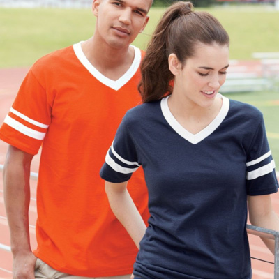 Augusta Sportswear V-Neck Jersey with Striped Sleeves 360 V-Neck Jersey with Striped Sleeves Thumbnail