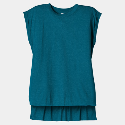 Women's Flowy Muscle Tee with Rolled Cuffs Thumbnail