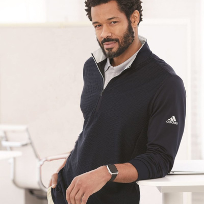 Adidas Men's Textured Quarter-Zip Pullover A295 Men's Textured Quarter-Zip Pullover Thumbnail