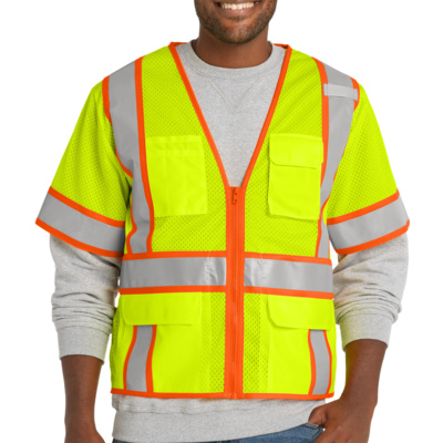 CornerStone Ansi 107 Class 3 Surveyor Mesh Zippered Two Tone Short Sleeve Vest CSV106 Ansi 107 Class 3 Surveyor Mesh Zippered Two Tone Short Sleeve Vest Thumbnail