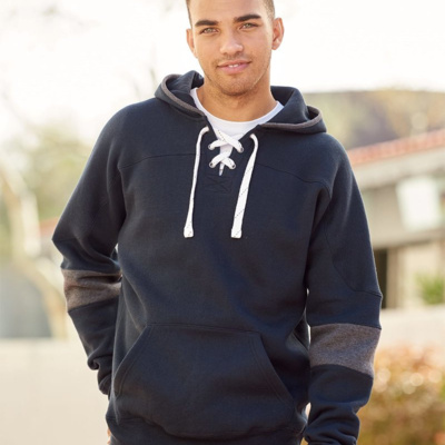 J. America Men's Sport Lace Colorblocked Fleece Hooded Sweatshirt 8832 Men's Sport Lace Colorblocked Fleece Hooded Sweatshirt Thumbnail