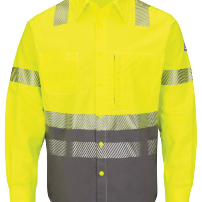 Bulwark Men's Tall Hi-Visibility Color Block Uniform Shirt - EXCEL FR® ComforTouch® - 7 oz. SLB4HT Men's Tall Hi-Visibility Color Block Uniform Shirt - EXCEL FR® ComforTouch® - 7 oz. Thumbnail