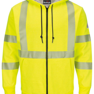 Bulwark Men's Tall Hi-Visibility Zip-Front Hooded Fleece Sweatshirt with Waffle Lining SMZ4HVT Men's Tall Hi-Visibility Zip-Front Hooded Fleece Sweatshirt with Waffle Lining Thumbnail
