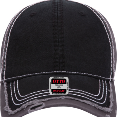 OTTO Cap OTTO Garment Washed Cotton Twill w/ Heavy Stitching Distressed Trim Edge Visor Six Panel Low Profile Dad Hat 149-1091 OTTO Garment Washed Cotton Twill w/ Heavy Stitching Distressed Trim Edge Visor Six Panel Low Profile Dad Hat Thumbnail